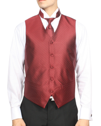 Ferrecci Mens PV300 - Dark Red with Black Back Adjustable Diamond Vest Set