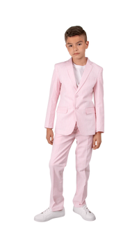 Ferrecci Boys Seersucker 2pc Suit Set Pink - Front