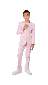 Ferrecci Boys Seersucker 2pc Suit Set Pink - Front 2