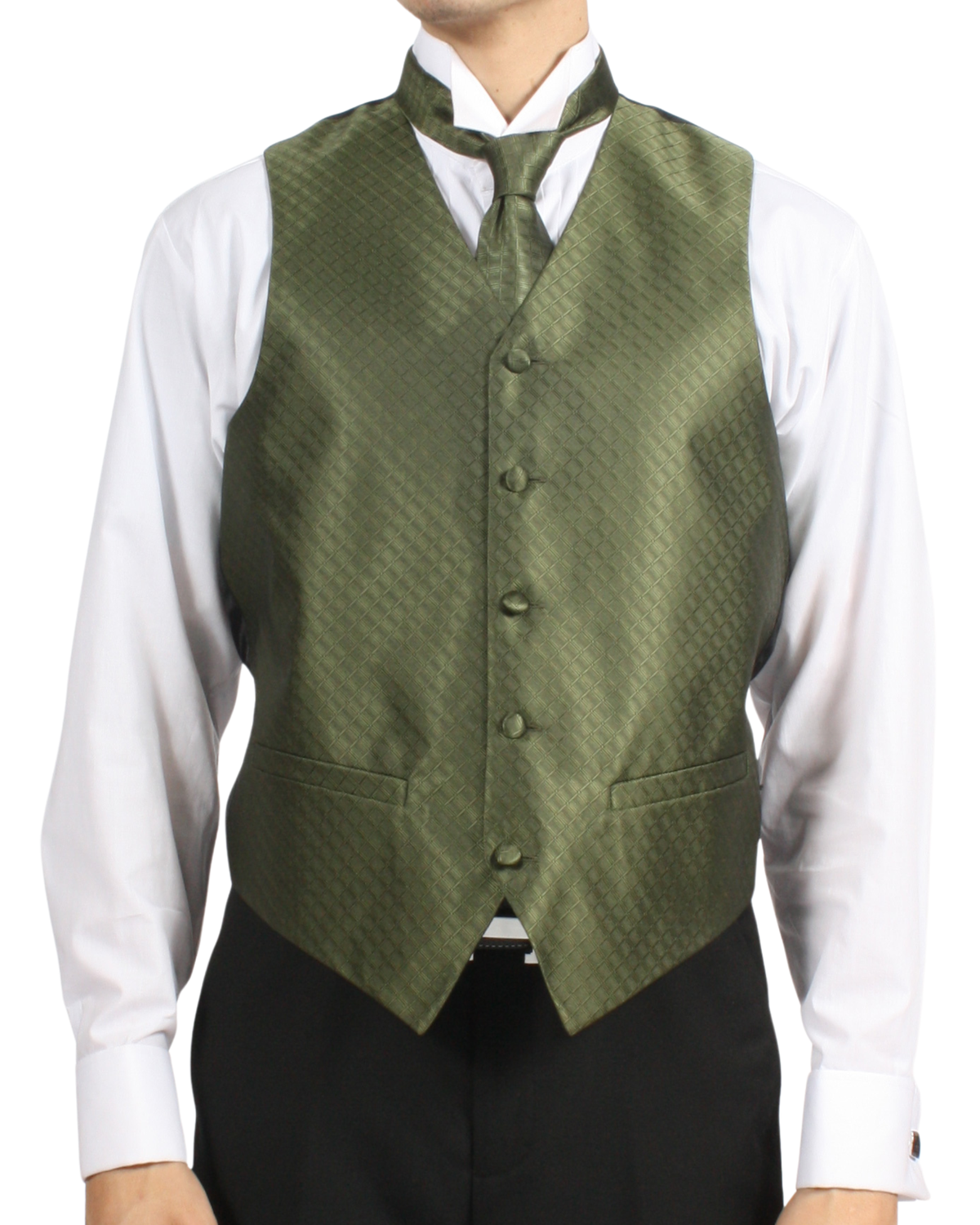 Ferrecci Mens PV300 - Olive with Black Back Adjustable Diamond Vest Set