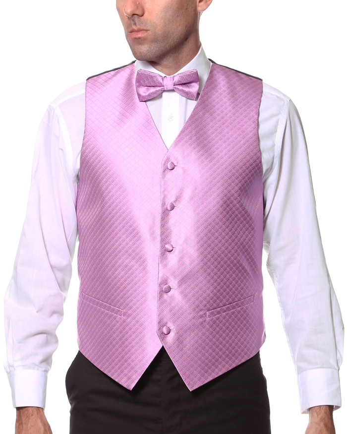 Ferrecci Mens PV300 - Dark Rose with White Back Adjustable Diamond Vest Set