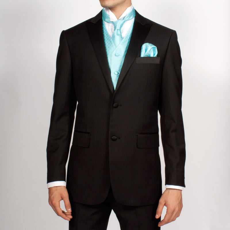 Ferrecci Mens PV300 - Pale Turquoise with Black Back Adjustable Diamond Vest Set