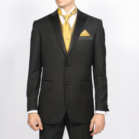 Ferrecci Mens PV300 - Gold with Black Back Adjustable Diamond Vest Set