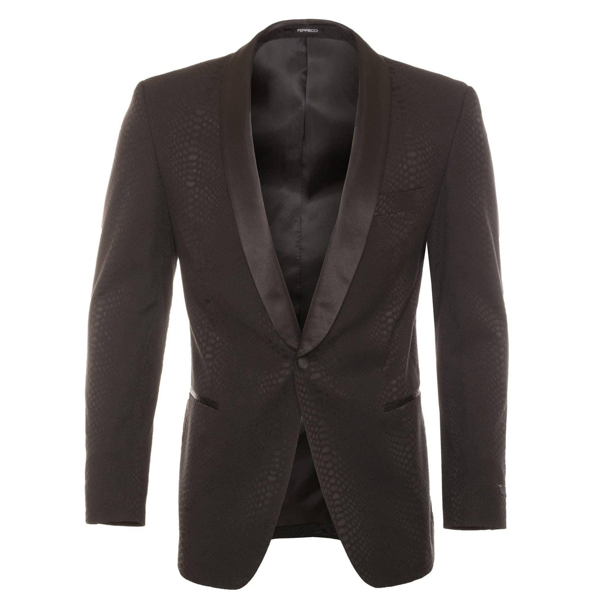 Ash All Black Snake Skin Tuxedo Blazer - Ferrecci USA 