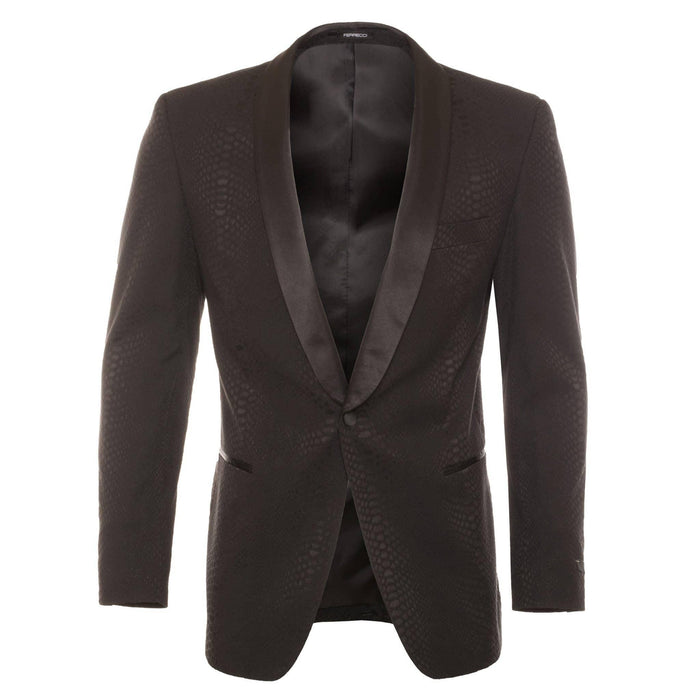 Ash All Black Snake Skin Tuxedo Blazer - Ferrecci USA 