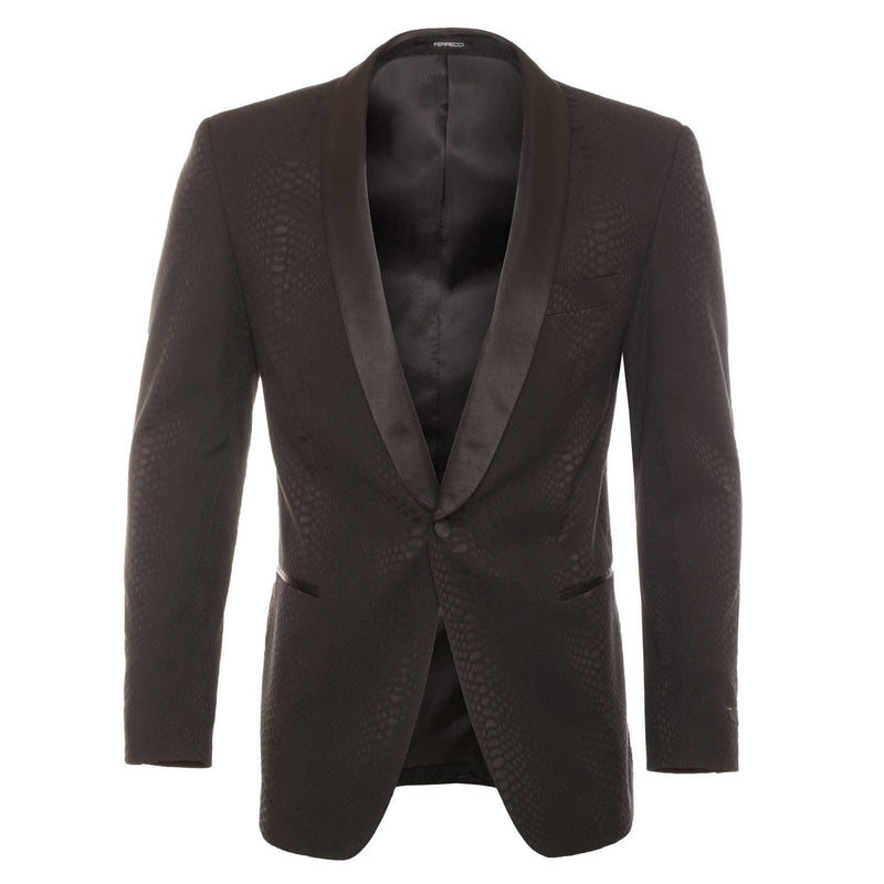 Ash All Black Snake Skin Tuxedo Blazer - Ferrecci USA 