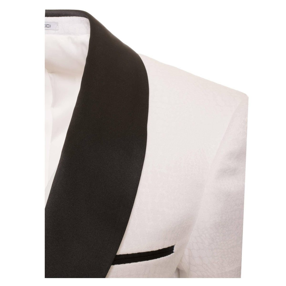 Ash All White Snake Skin Tuxedo Blazer - Ferrecci USA 
