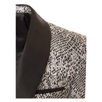 Ash Black and White Snake Skin Tuxedo Blazer - Ferrecci USA 