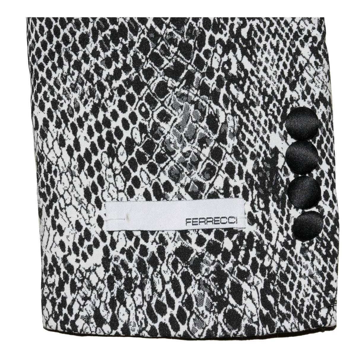 Ash Black and White Snake Skin Tuxedo Blazer - Ferrecci USA 