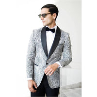 Ash Black and White Snake Skin Tuxedo Blazer - Ferrecci USA 