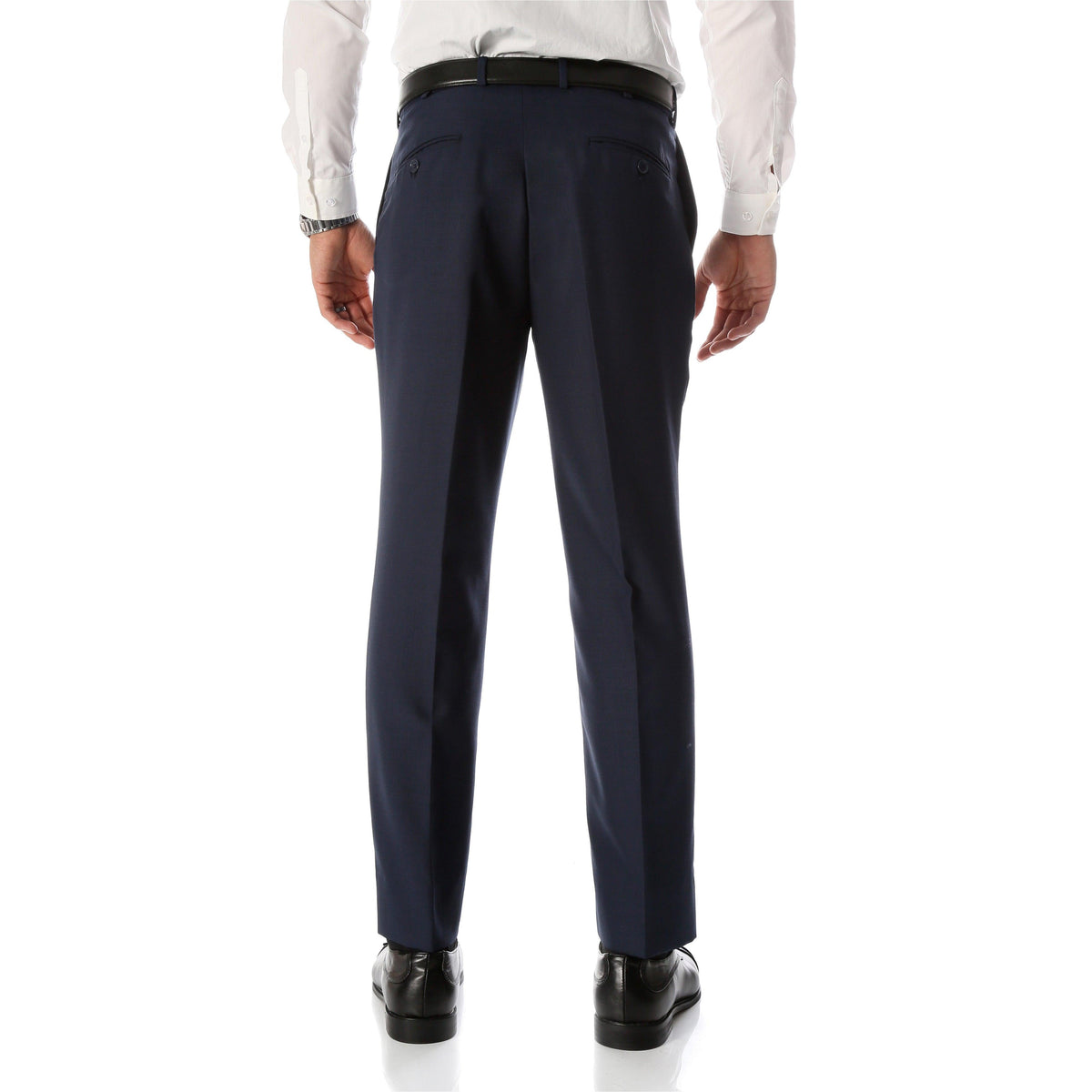 Ben Blue Wool Blend Modern Fit Traveler Pants | Mens Pant | Blue Dress Pants - Ferrecci USA 