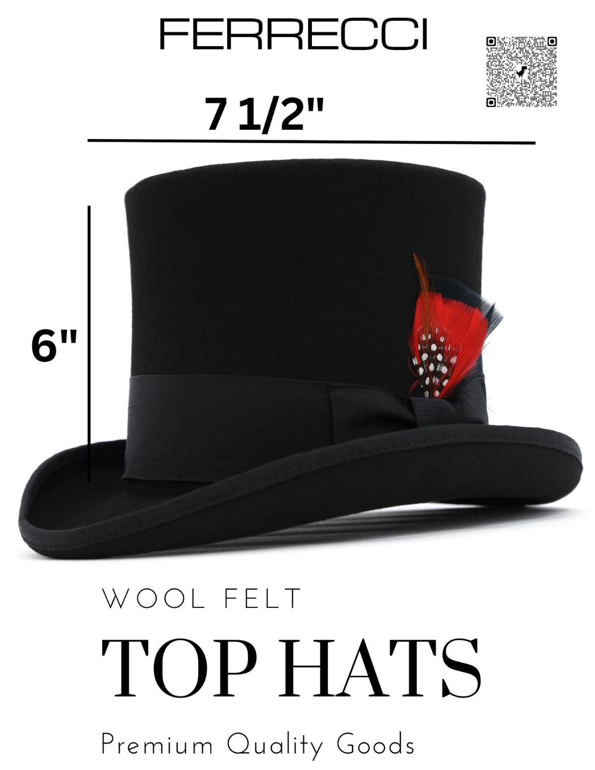 Black Wool Felt Top Hat for Men | Ferrecci