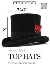 Black Wool Felt Top Hat for Men | Ferrecci