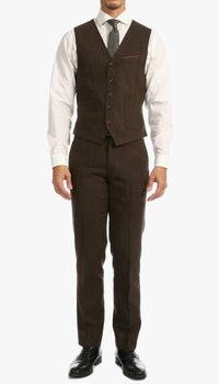 Bradford Cognac Slim Fit 3 Piece Tweed Suit - Ferrecci USA 