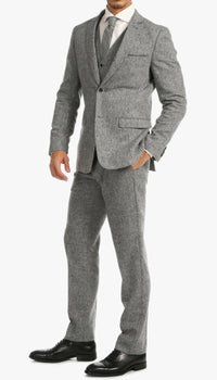 Bradford Grey Slim Fit 3 Piece Tweed Suit - Ferrecci USA 