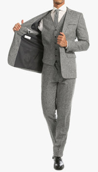 Bradford Grey Slim Fit 3 Piece Tweed Suit - Ferrecci USA 