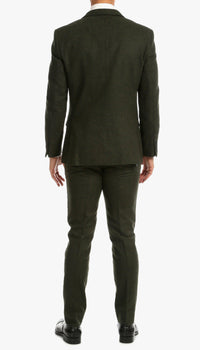 Bradford Hunter Green Slim Fit 3 Piece Tweed Suit - Ferrecci USA 