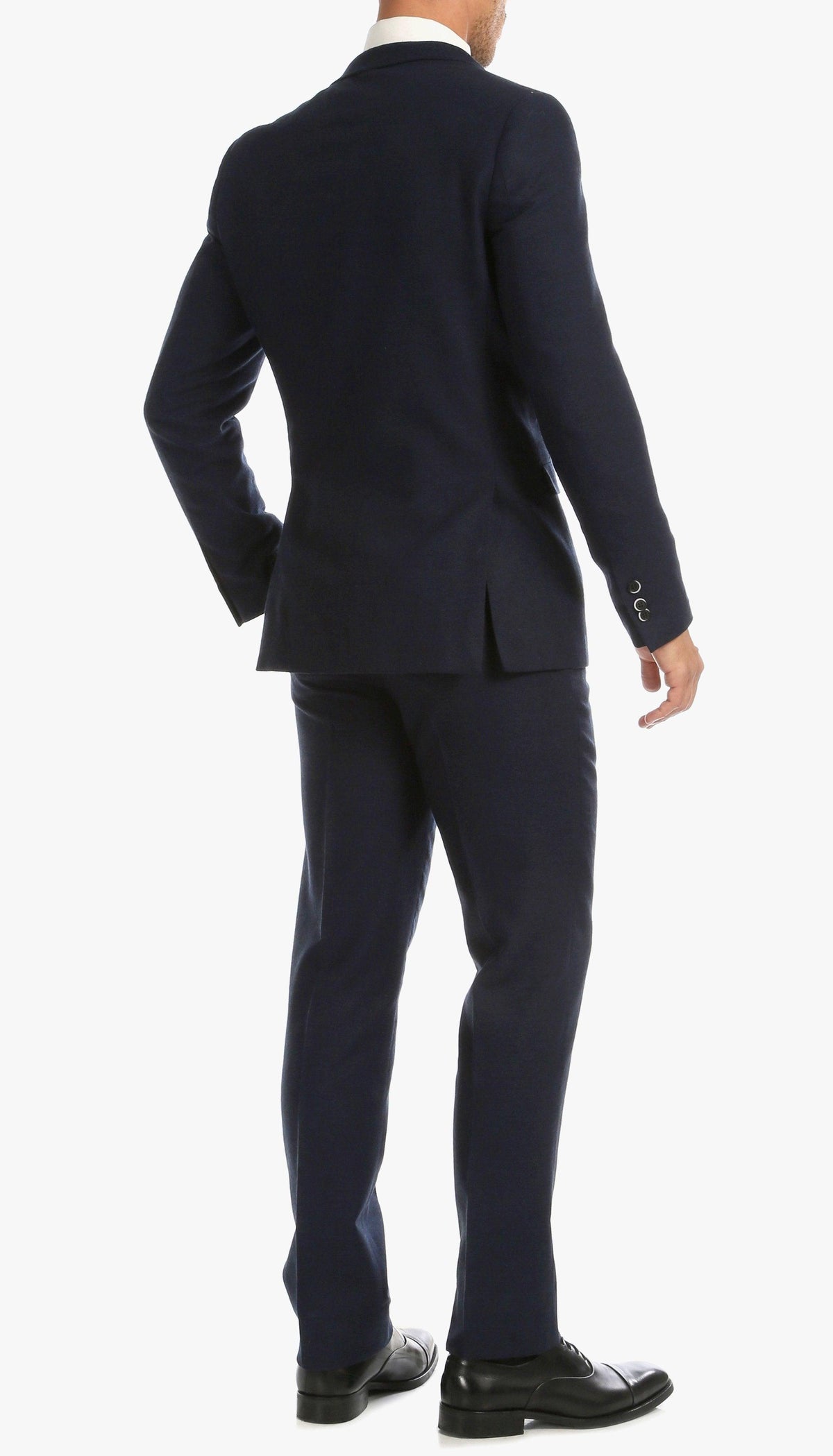 Bradford Navy Tweed With Slim Fit Suit With Five Button Vest - Ferrecci USA 