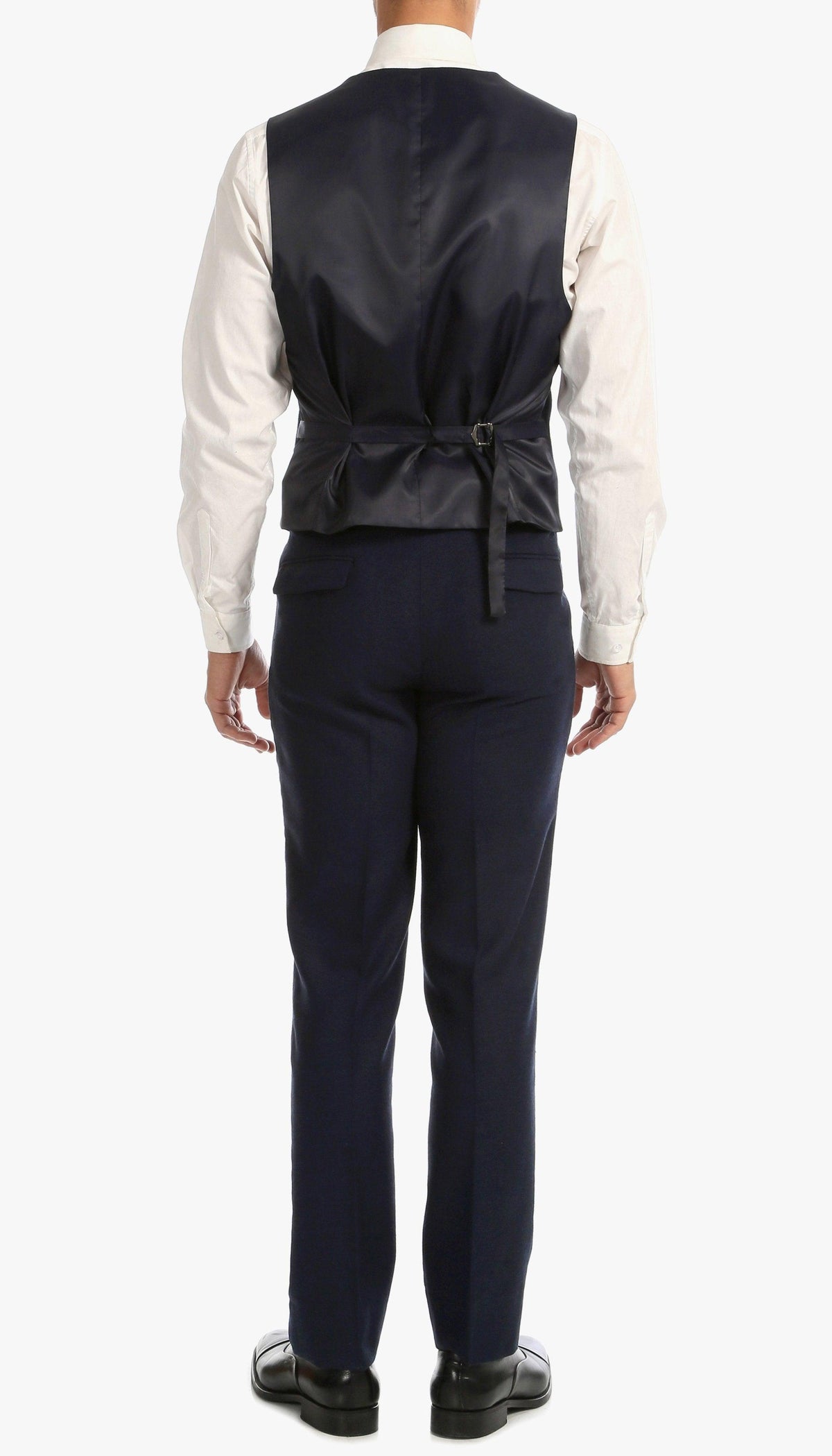 Bradford Navy Tweed With Slim Fit Suit With Five Button Vest - Ferrecci USA 