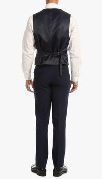 Bradford Navy Tweed With Slim Fit Suit With Five Button Vest - Ferrecci USA 