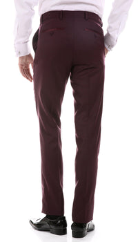 Celio Burgundy 3 Piece Slim Fit Tuxedo - Ferrecci USA 