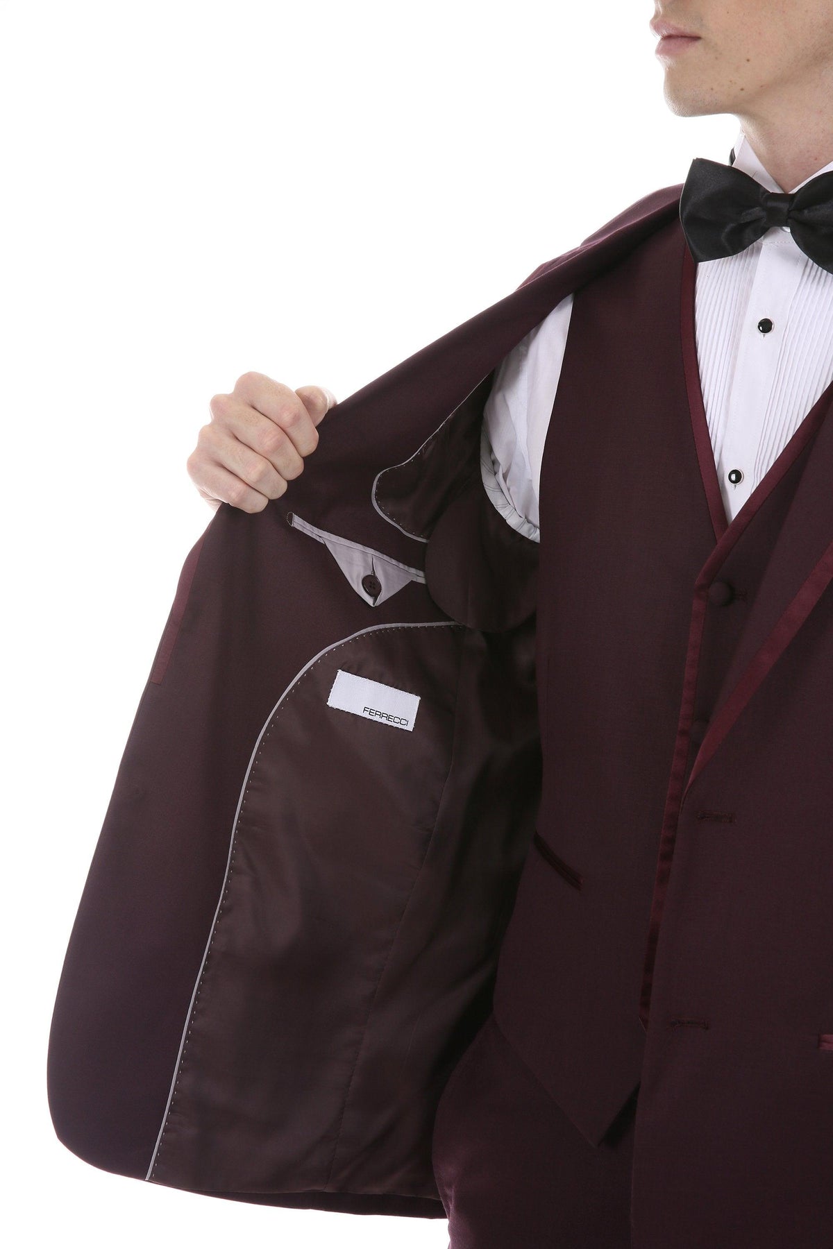 Celio Burgundy 3 Piece Slim Fit Tuxedo - Ferrecci USA 