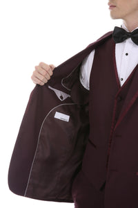 Celio Burgundy 3 Piece Slim Fit Tuxedo - Ferrecci USA 
