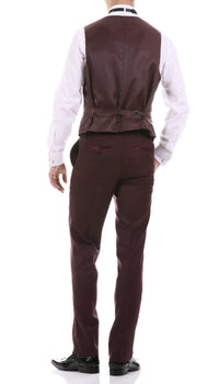 Celio Burgundy 3 Piece Slim Fit Tuxedo - Ferrecci USA 