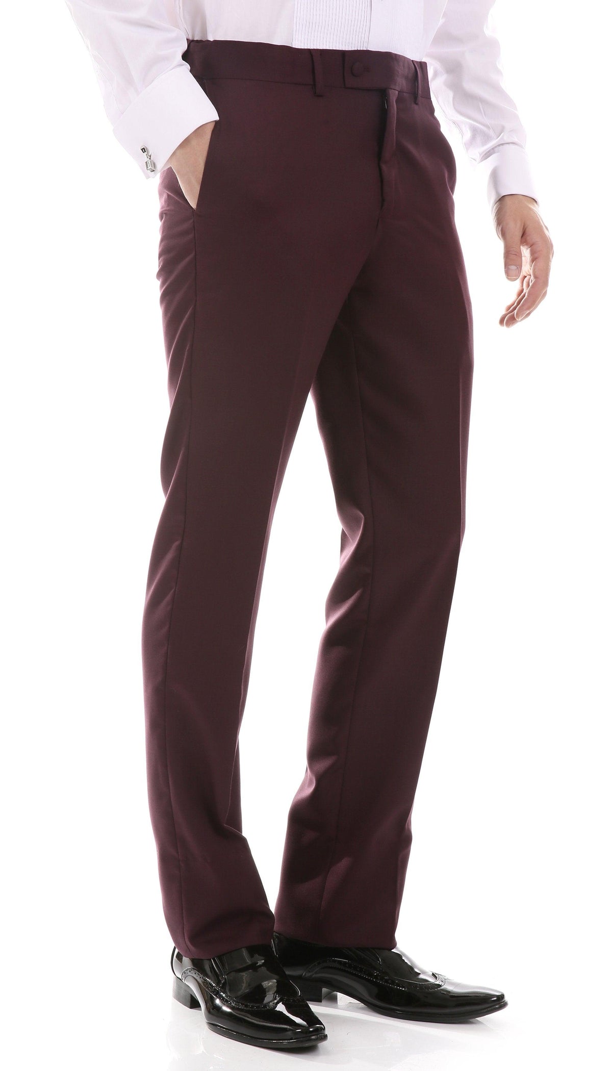 Celio Burgundy 3 Piece Slim Fit Tuxedo - Ferrecci USA 