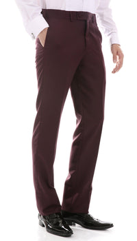 Celio Burgundy 3 Piece Slim Fit Tuxedo - Ferrecci USA 