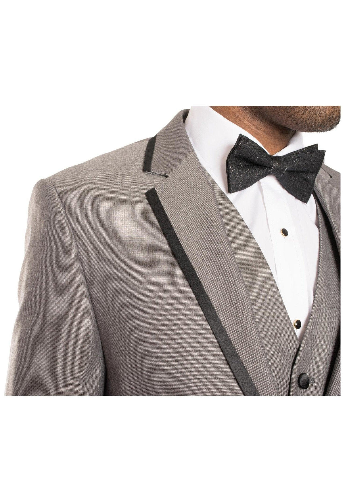 Celio Grey & Black Slim Fit 3 Piece Tuxedo - Ferrecci USA 