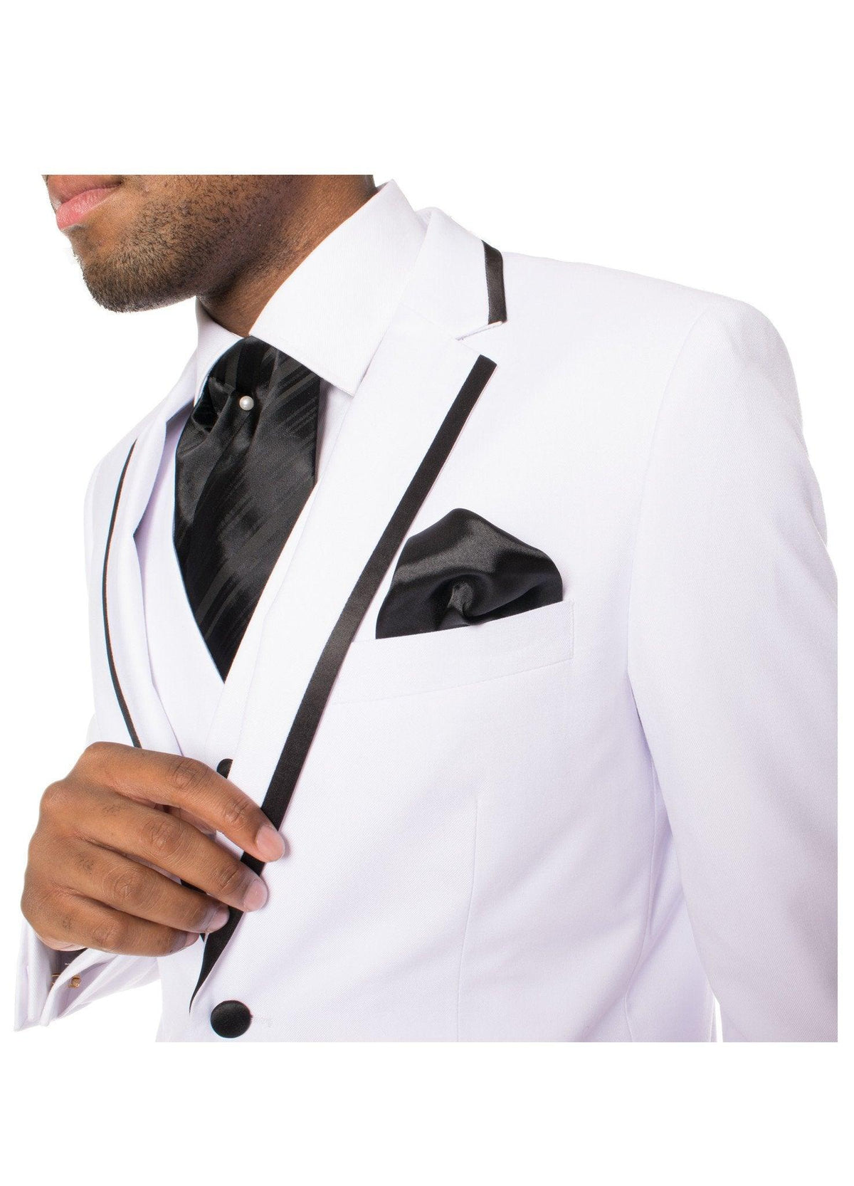 Celio White & Black 3 piece Slim Fit Tuxedo - Ferrecci USA 