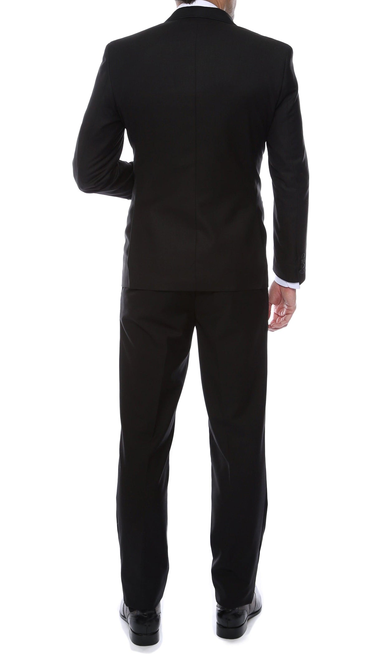 Debonair Black Slim Fit Peak Lapel 2 Piece Tuxedo Suit Set - Ferrecci USA 