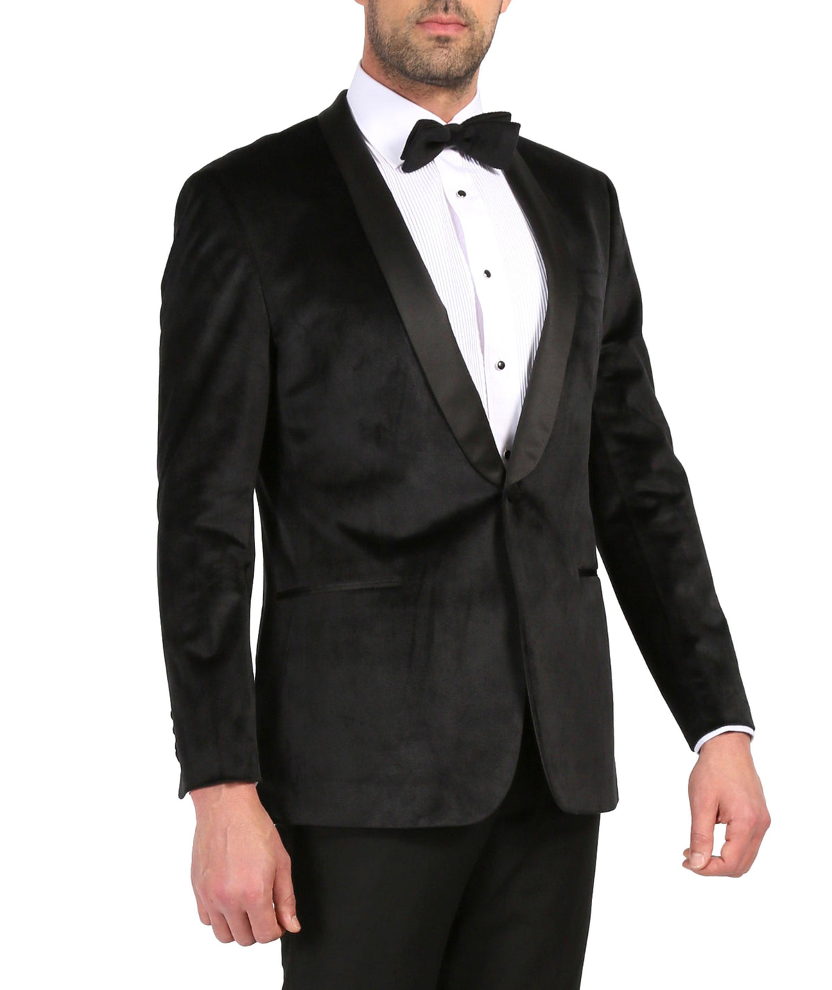 Enzo Black Slim Fit Velvet Shawl Collar Tuxedo Blazer - Ferrecci USA 
