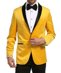 Enzo Gold Slim Fit Velvet Shawl Tuxedo Blazer for Men - Ferrecci USA 
