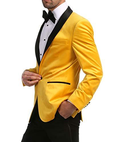 Enzo Gold Slim Fit Velvet Shawl Tuxedo Blazer for Men - Ferrecci USA 