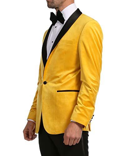 Enzo Gold Slim Fit Velvet Shawl Tuxedo Blazer for Men - Ferrecci USA 
