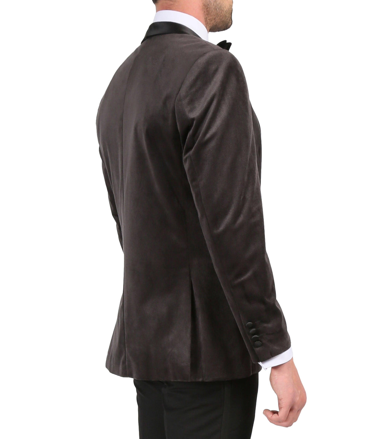 Enzo Grey Slim Fit Velvet Shawl Collar Tuxedo Blazer - Ferrecci USA 
