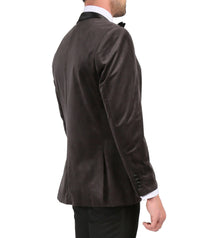 Enzo Grey Slim Fit Velvet Shawl Collar Tuxedo Blazer - Ferrecci USA 