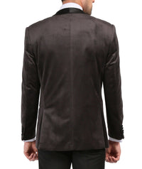 Enzo Grey Slim Fit Velvet Shawl Collar Tuxedo Blazer - Ferrecci USA 