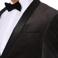 Enzo Grey Slim Fit Velvet Shawl Collar Tuxedo Blazer - Ferrecci USA 