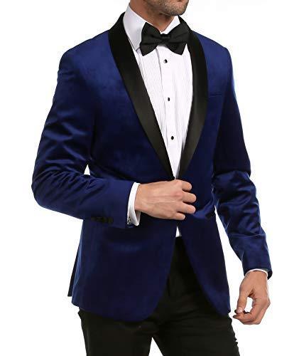 Enzo Indigo Velvet Slim Fit Shawl Lapel Tuxedo Men's Blazer - Ferrecci USA 