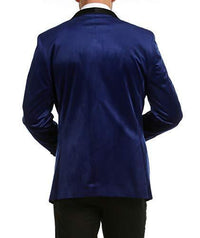 Enzo Indigo Velvet Slim Fit Shawl Lapel Tuxedo Men's Blazer - Ferrecci USA 