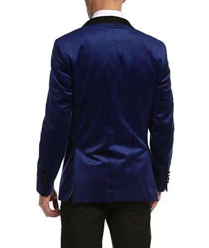 Enzo Indigo Velvet Slim Fit Shawl Lapel Tuxedo Men's Blazer - Ferrecci USA 