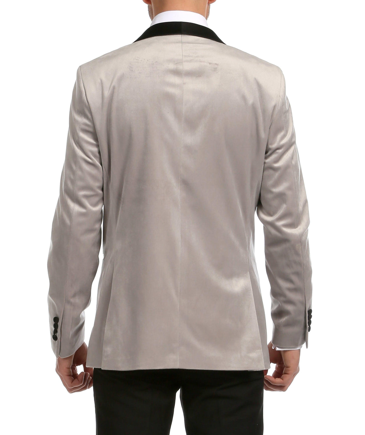 Enzo Light Grey Velvet Slim Fit Shawl Lapel Tuxedo Men's Blazer - Ferrecci USA 