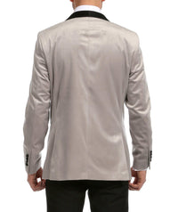 Enzo Light Grey Velvet Slim Fit Shawl Lapel Tuxedo Men's Blazer - Ferrecci USA 