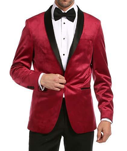 Enzo Maroon Velvet Slim Fit Shawl Lapel Tuxedo Men's Blazer - Ferrecci USA 
