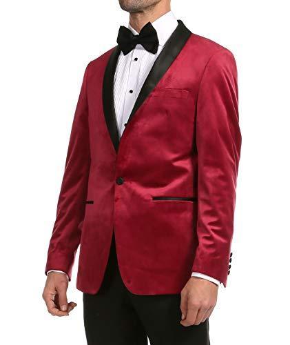 Enzo Maroon Velvet Slim Fit Shawl Lapel Tuxedo Men's Blazer - Ferrecci USA 