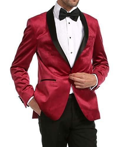 Enzo Maroon Velvet Slim Fit Shawl Lapel Tuxedo Men's Blazer - Ferrecci USA 