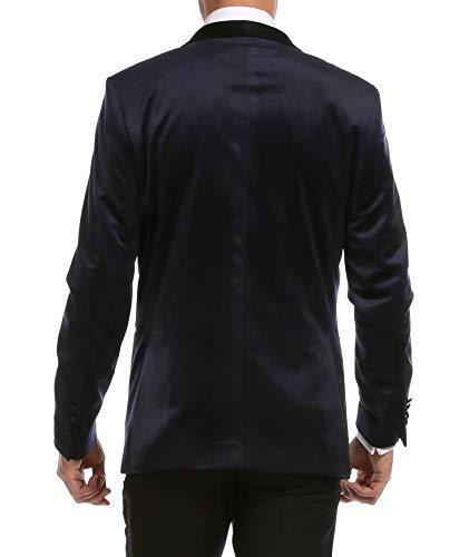 Enzo Navy Velvet Slim Fit Shawl Lapel Tuxedo Men's Blazer - Ferrecci USA 